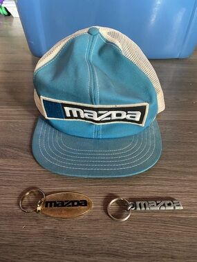 Mazda Blue and Cream Mesh Trucker Hat